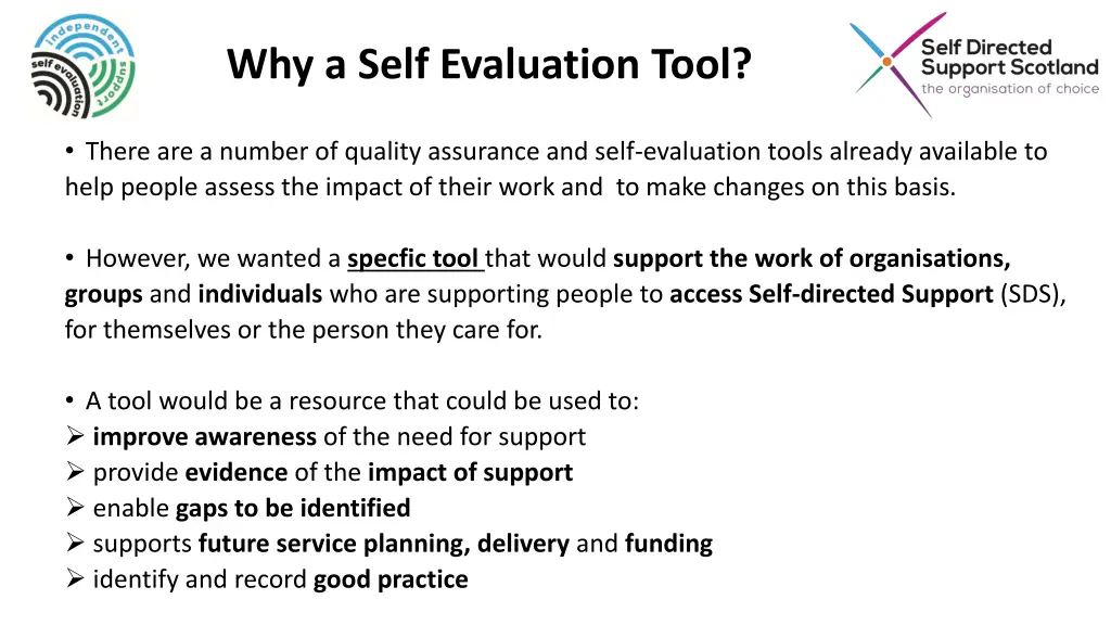 why a self evaluation tool