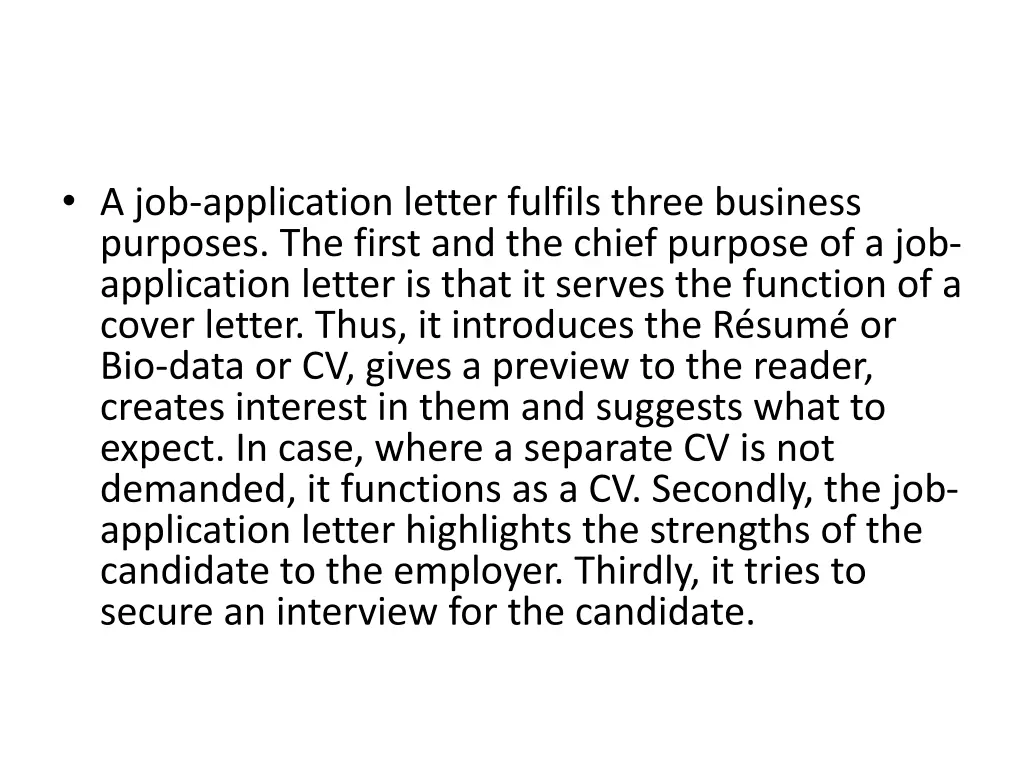 a job application letter fulfils three business