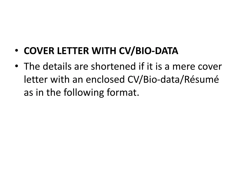 cover letter with cv bio data the details