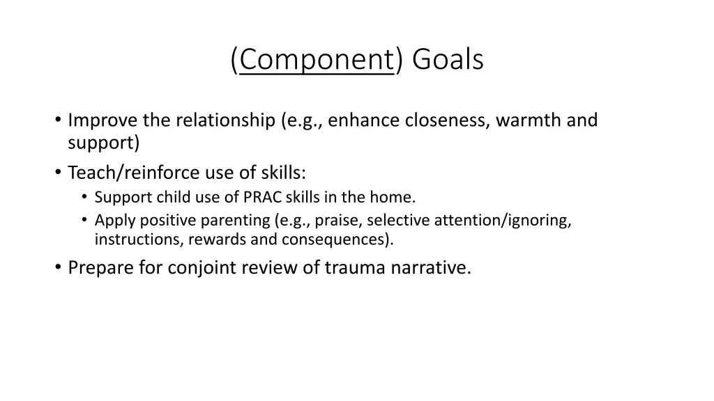component goals 1