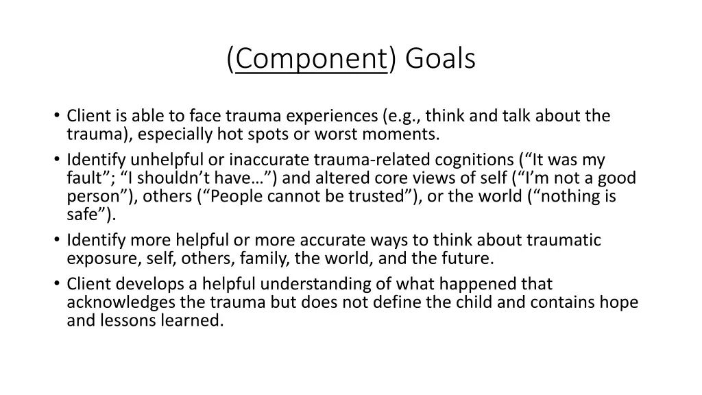 component goals 7