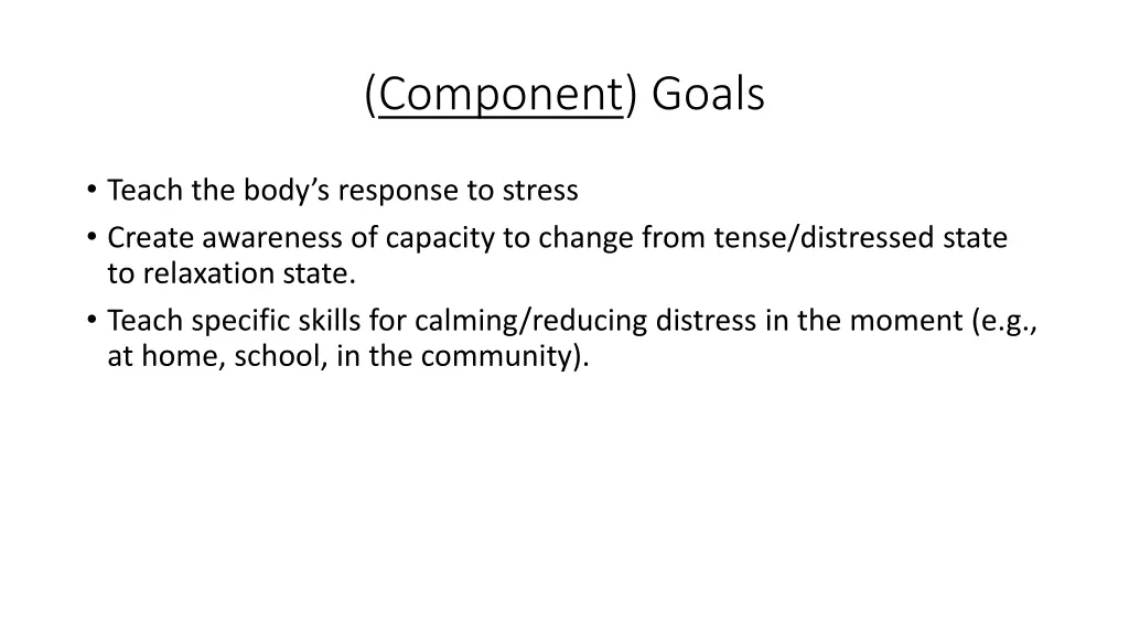 component goals 8