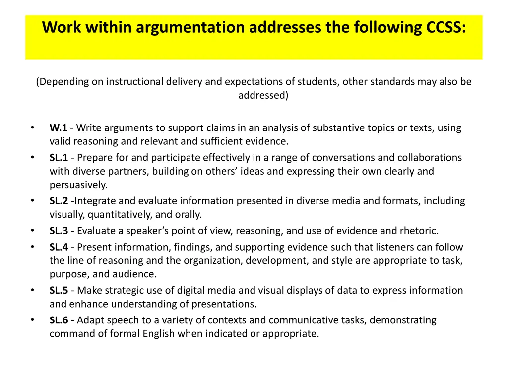 work within argumentation addresses the following