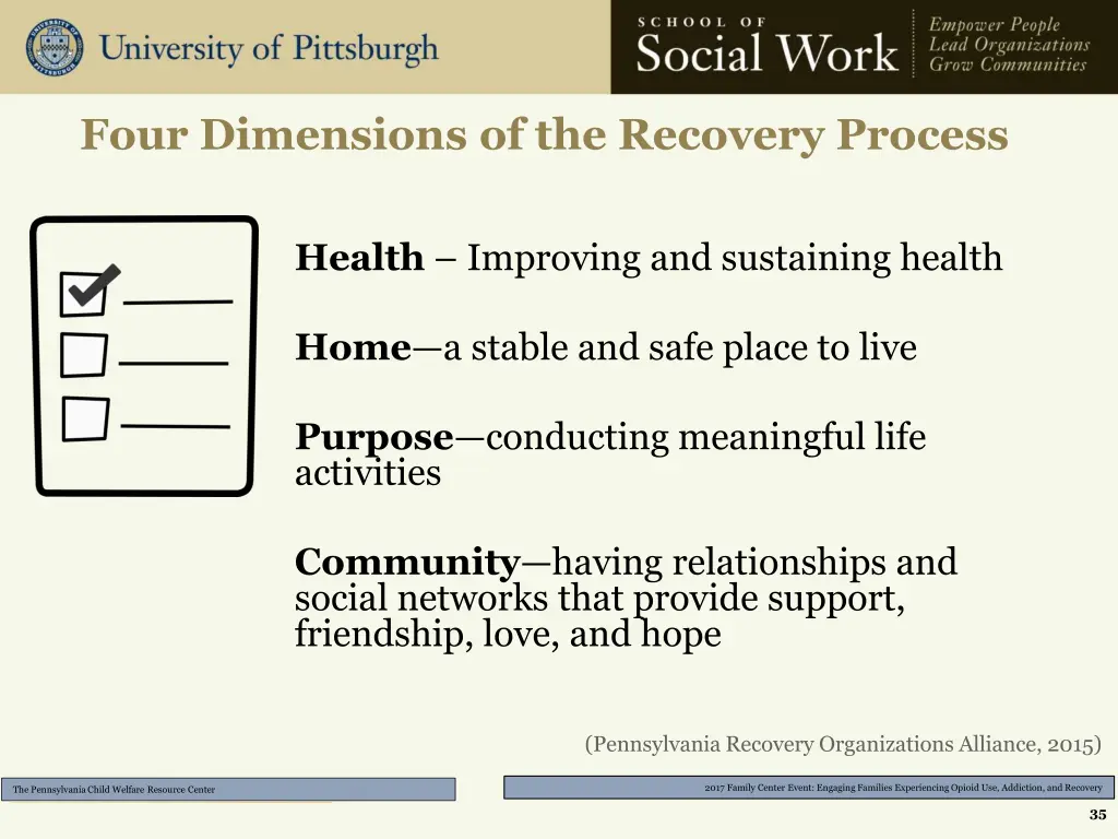 four dimensions of the recovery process