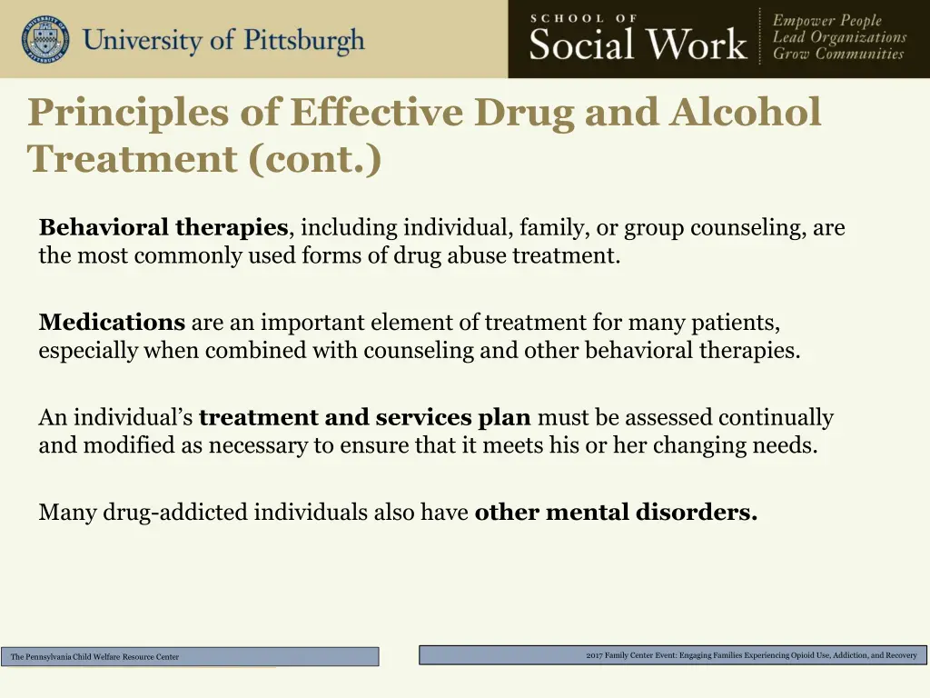 principles of effective drug and alcohol