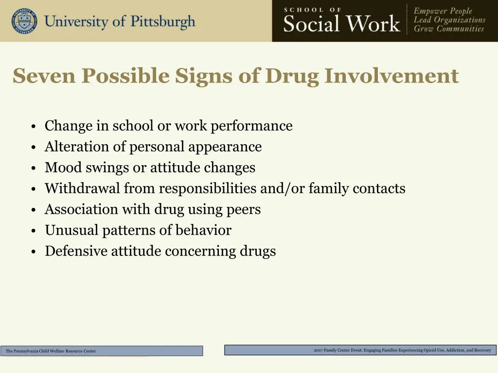 seven possible signs of drug involvement