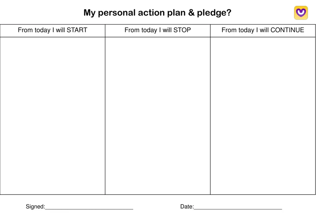 my personal action plan pledge