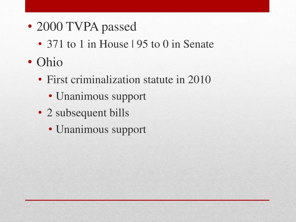 2000 tvpa passed 371 to 1 in house
