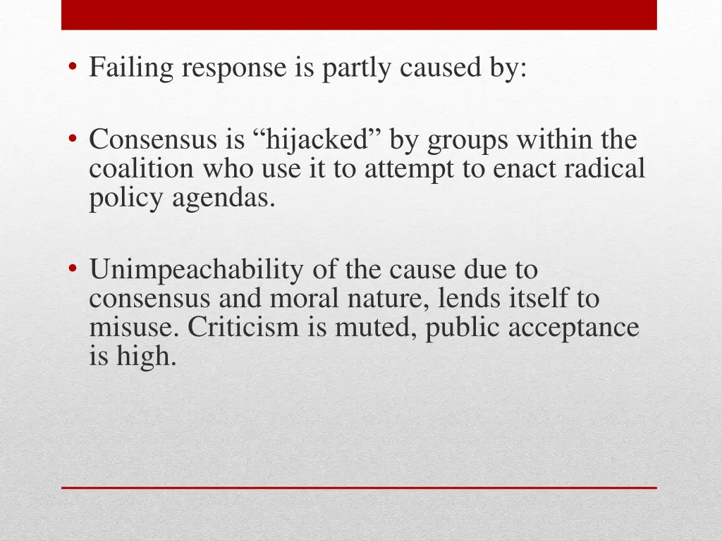 failing response is partly caused by