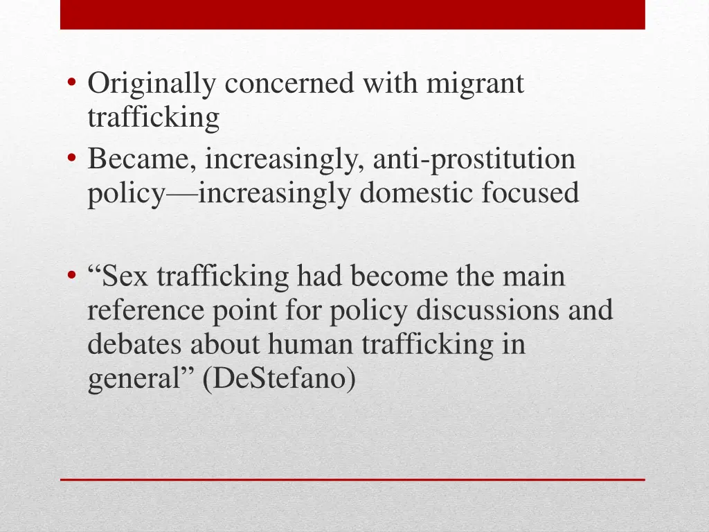 originally concerned with migrant trafficking