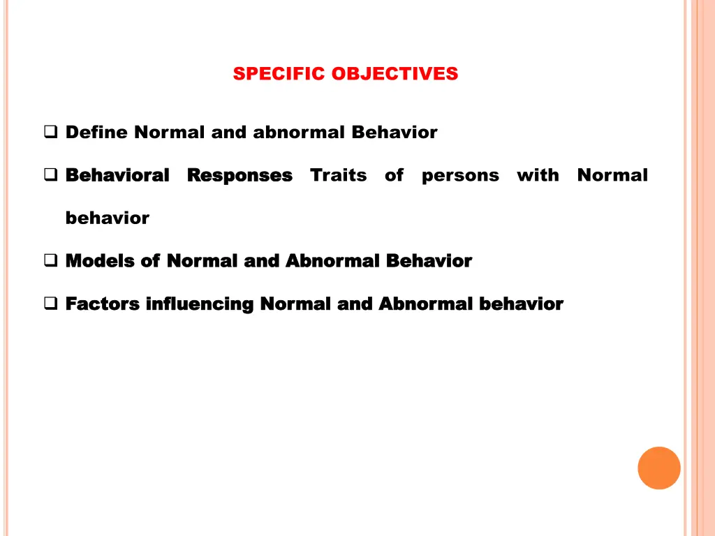 specific objectives