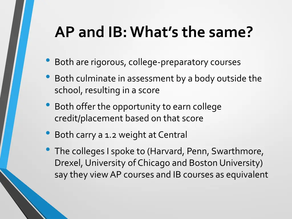 ap and ib what s the same