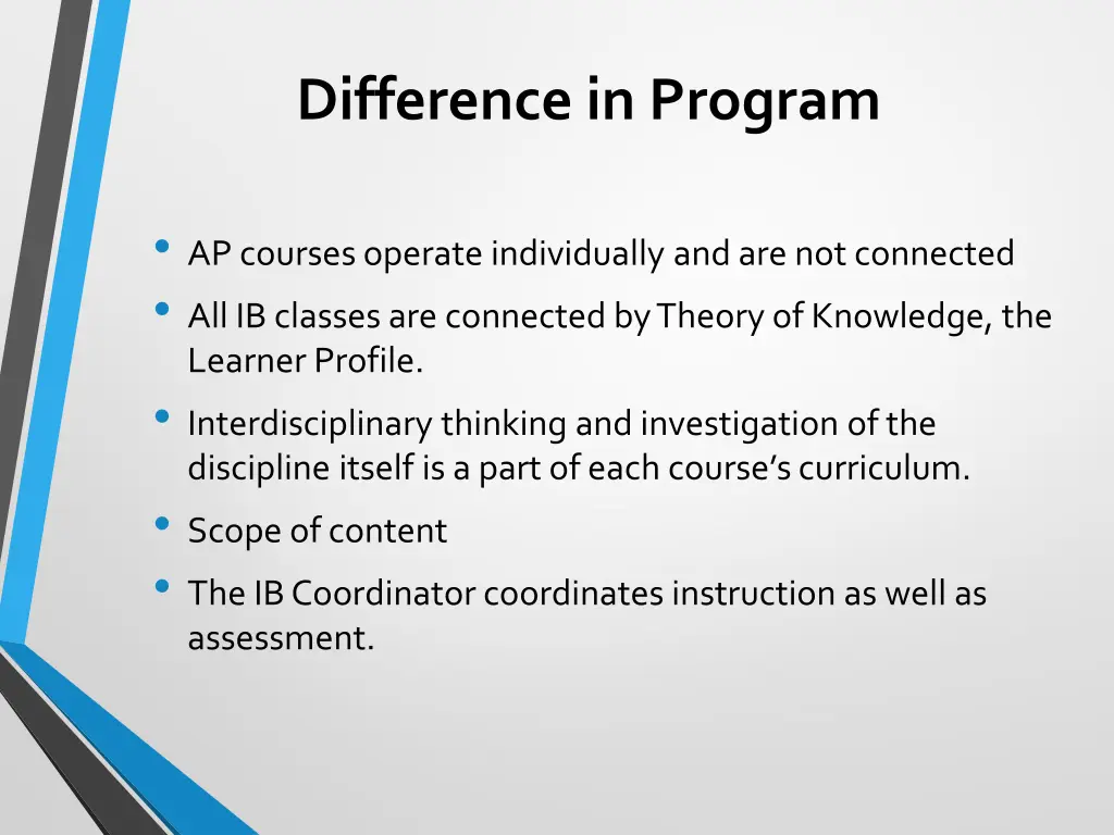 difference in program