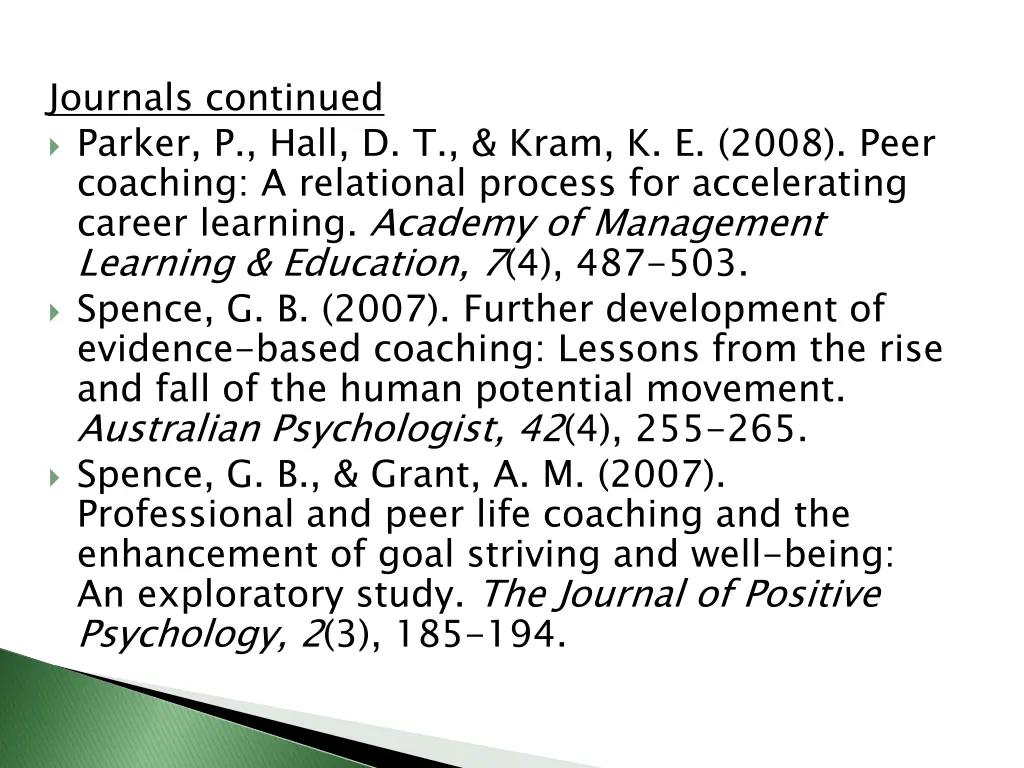 journals continued parker p hall d t kram