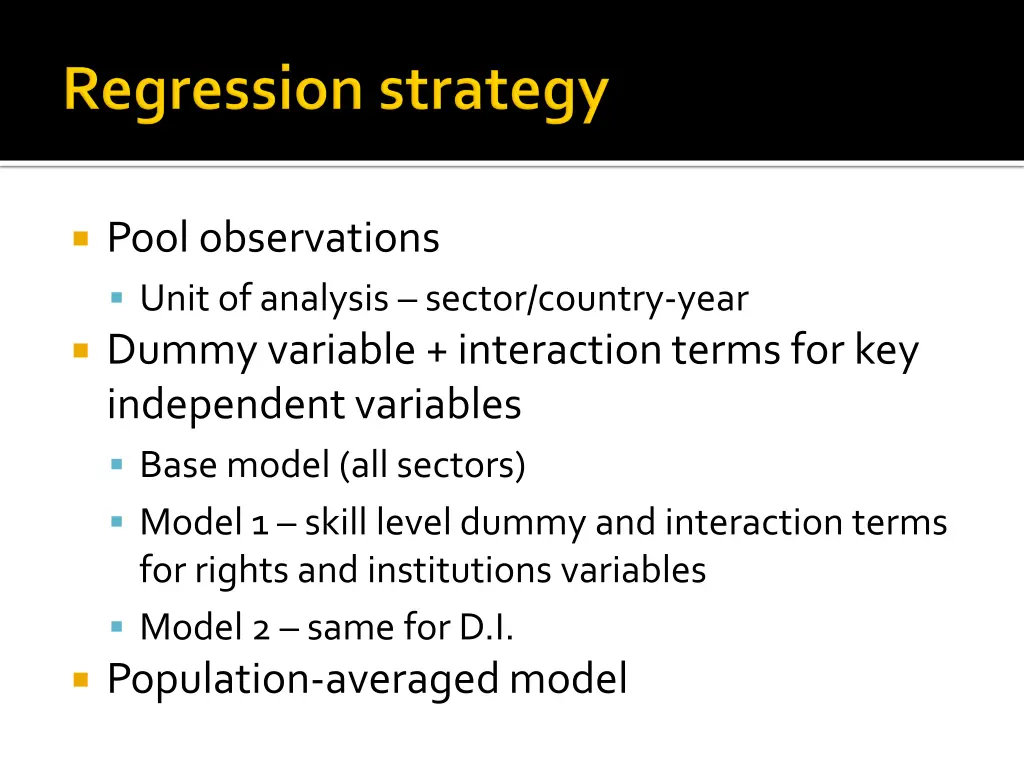 pool observations unit of analysis sector country