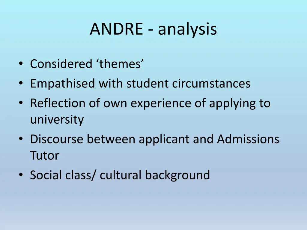 andre analysis
