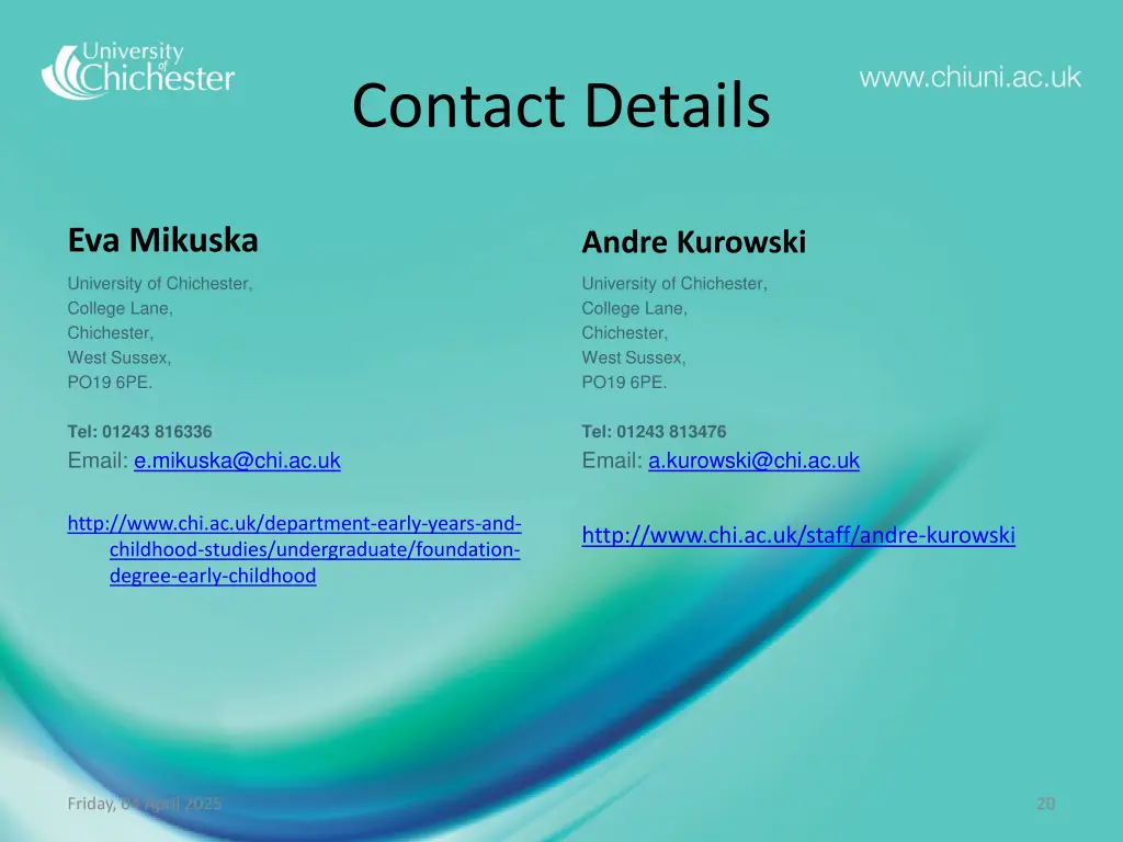 contact details
