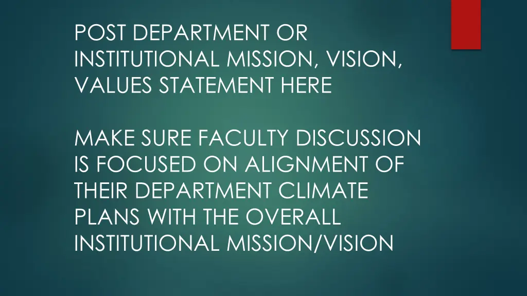 post department or institutional mission vision