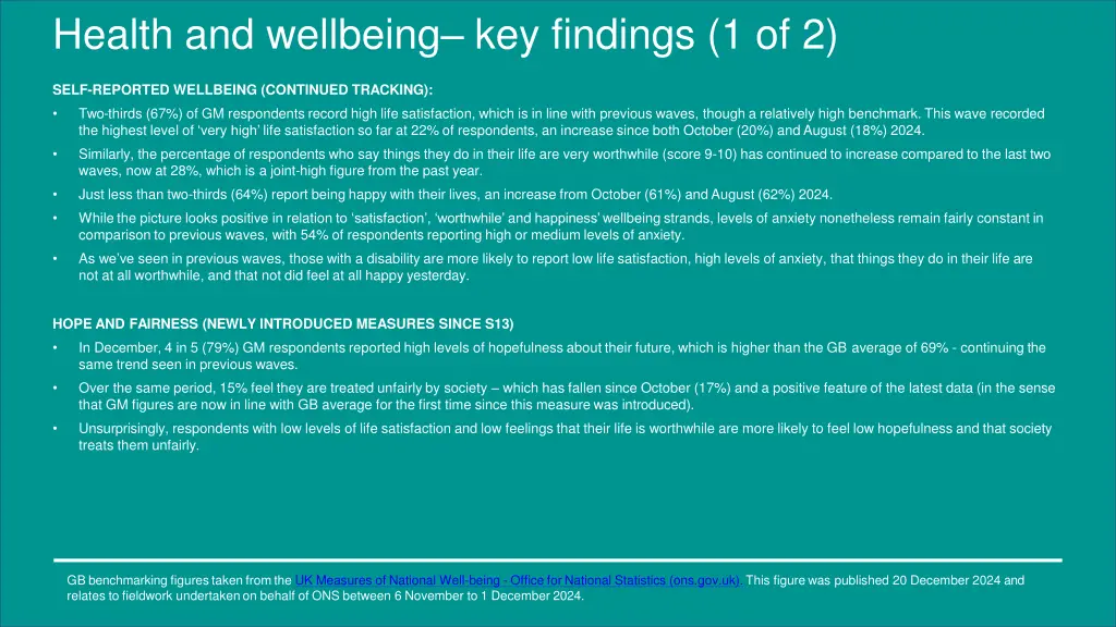 health and wellbeing key findings 1 of 2