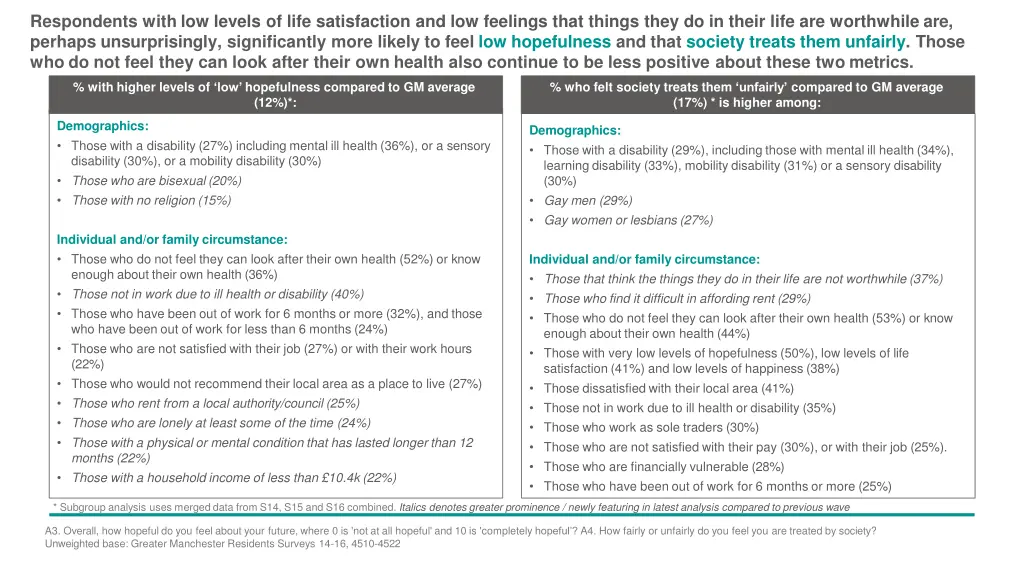 respondents with low levels of life satisfaction