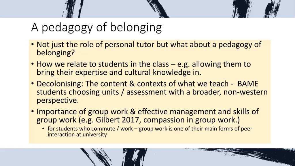 a pedagogy of belonging