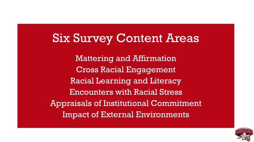 six survey content areas