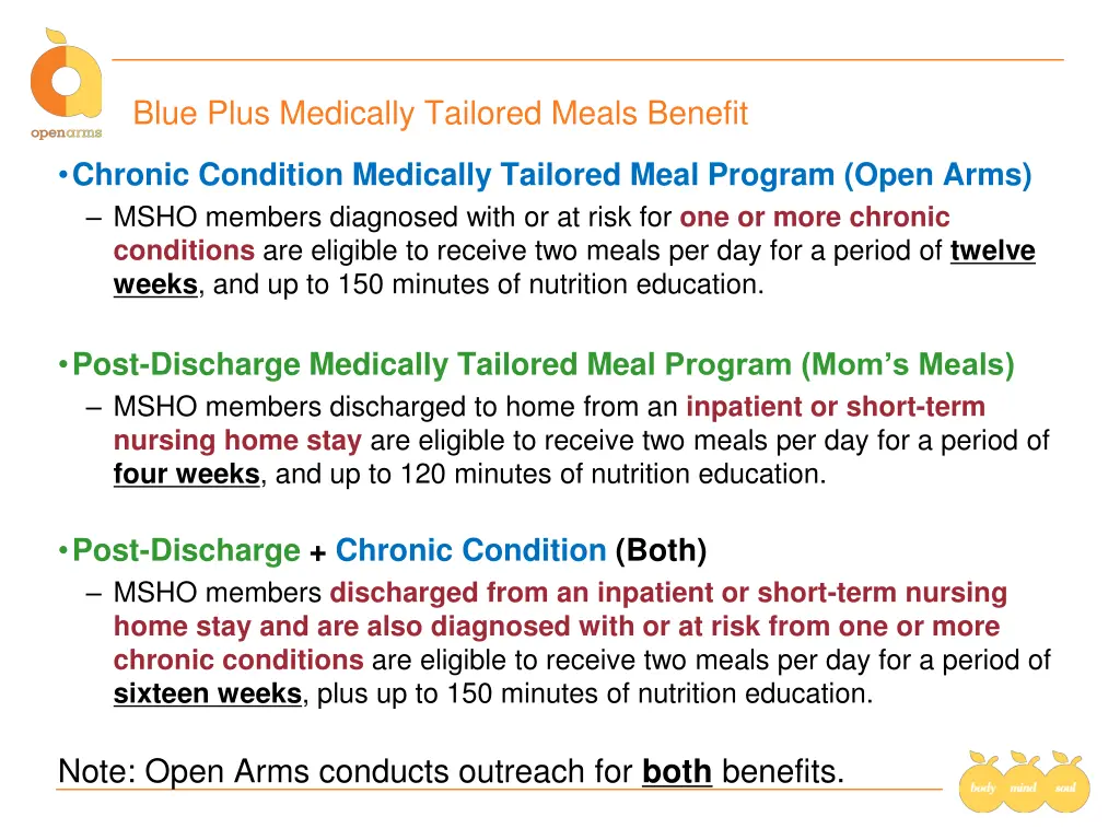blue plus medically tailored meals benefit