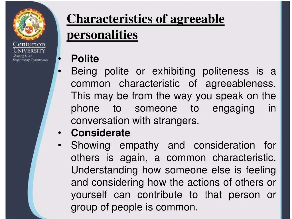 characteristics of agreeable personalities