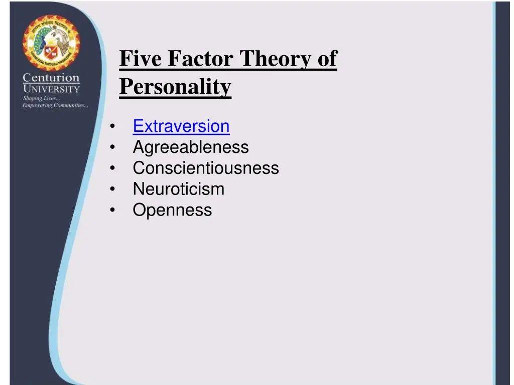 five factor theory of personality