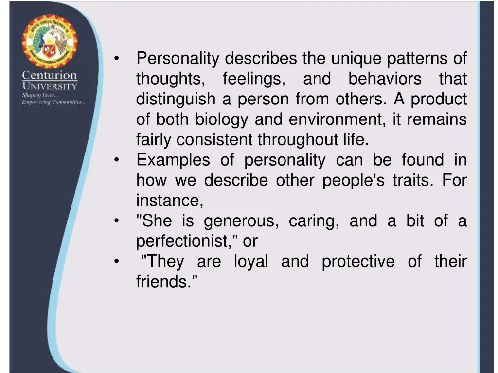 personality describes the unique patterns