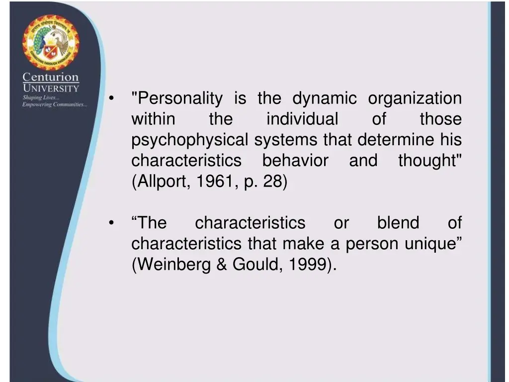 personality is the dynamic organization within