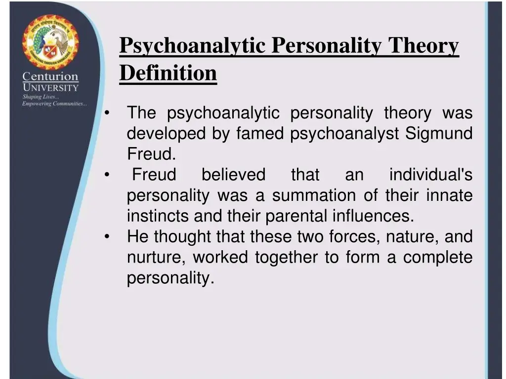 psychoanalytic personality theory definition