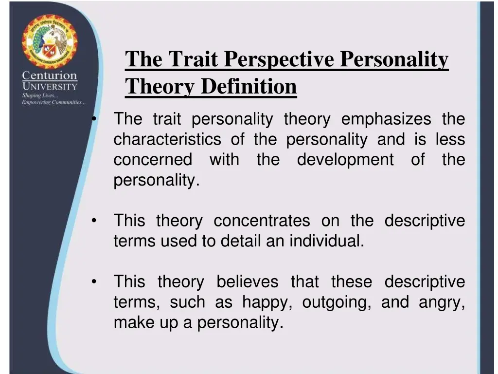 the trait perspective personality theory