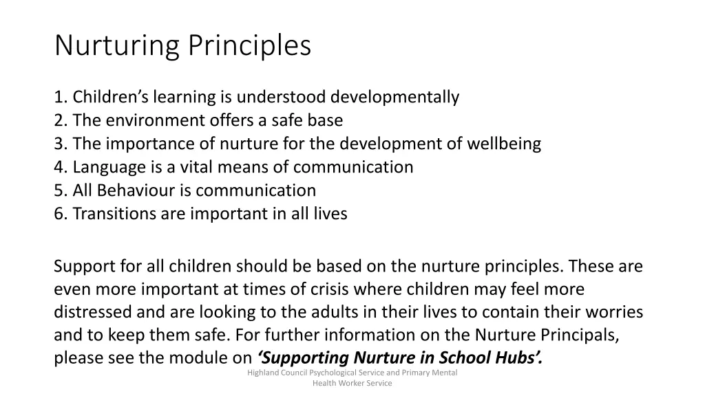 nurturing principles