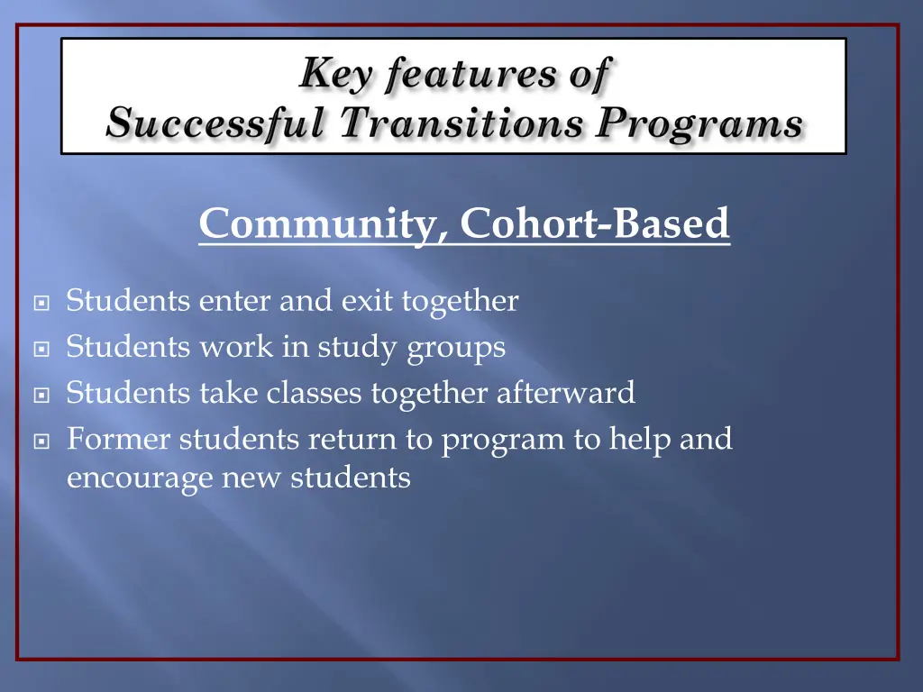 community cohort based
