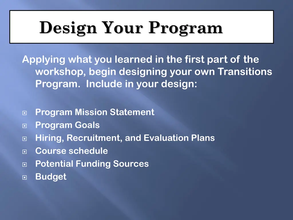 design your program