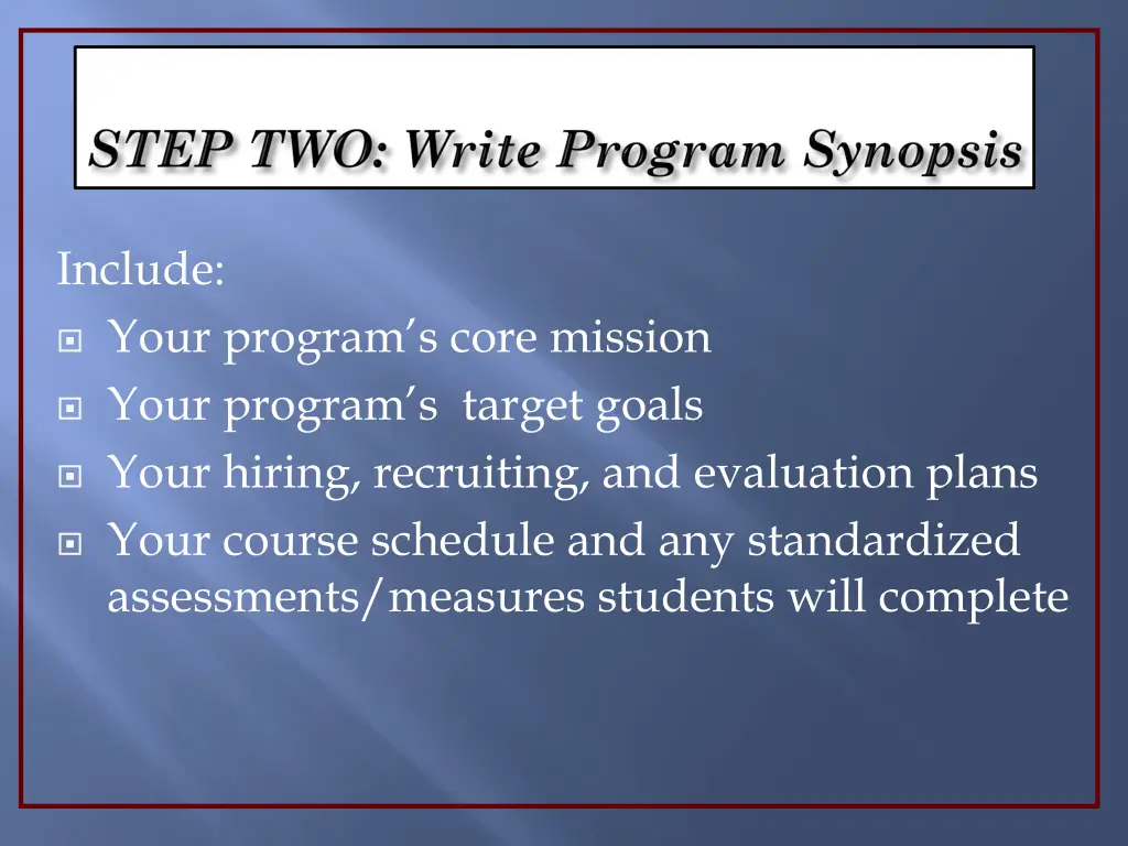 include your program s core mission your program
