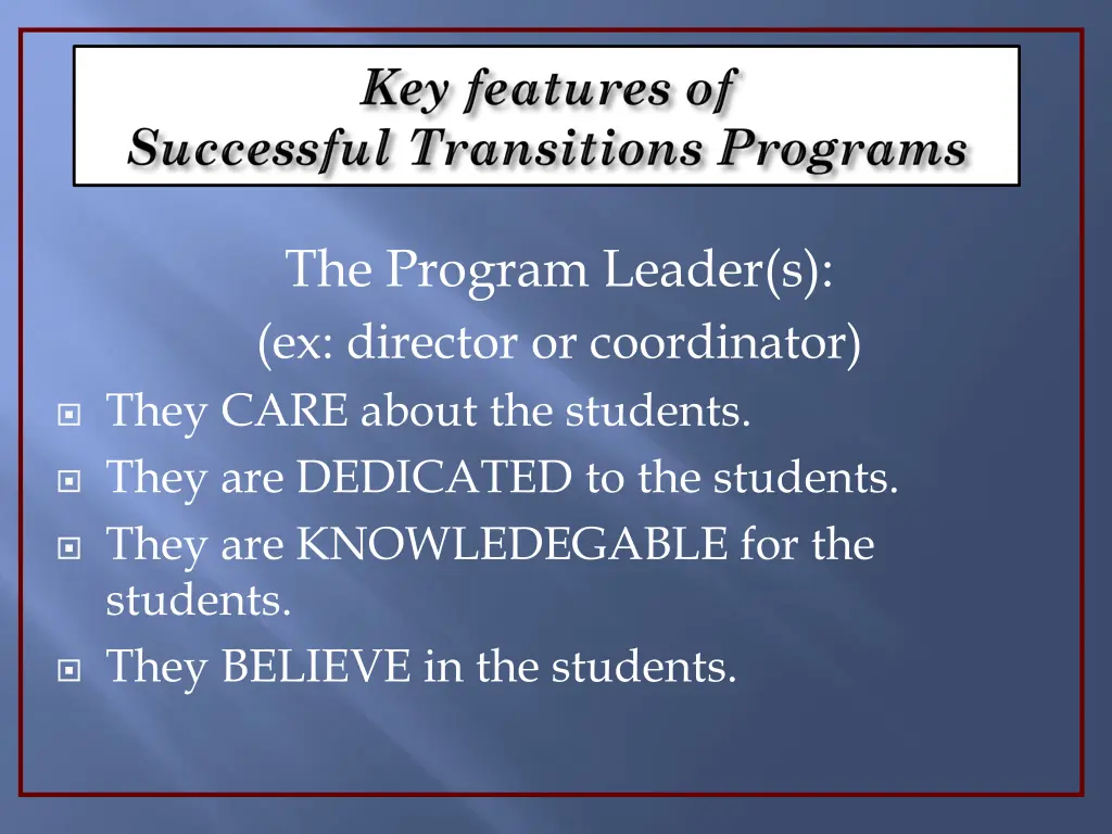 the program leader s ex director or coordinator
