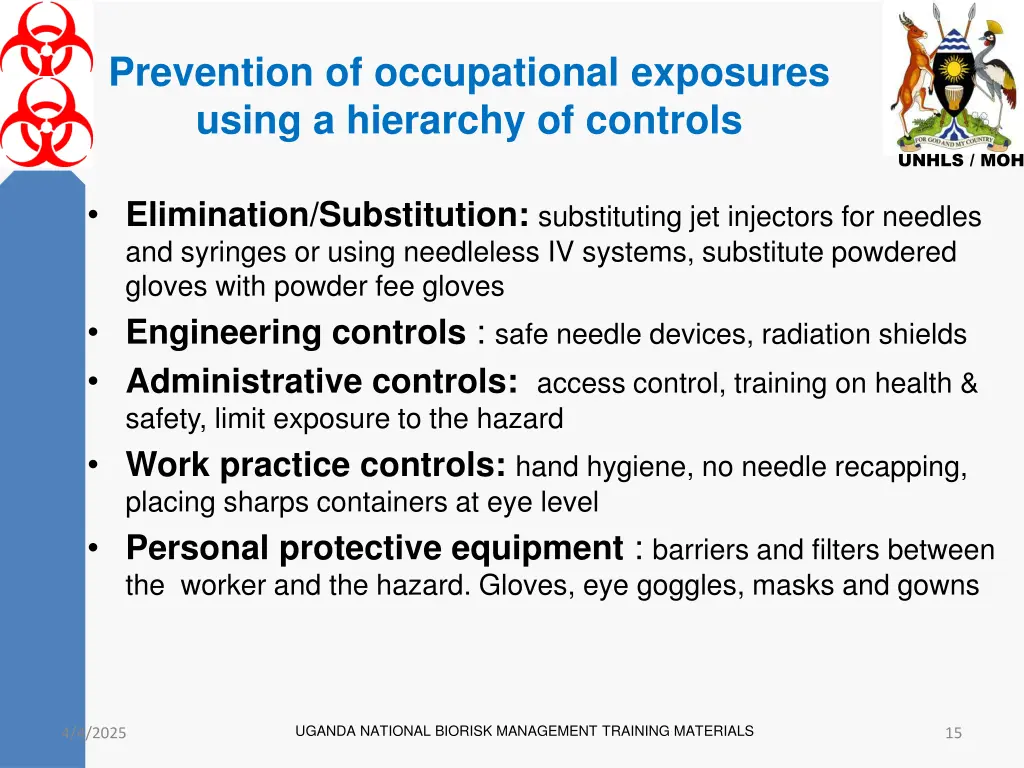 prevention of occupational exposures using