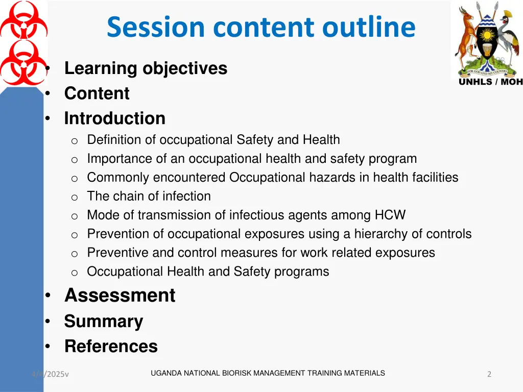 session content outline