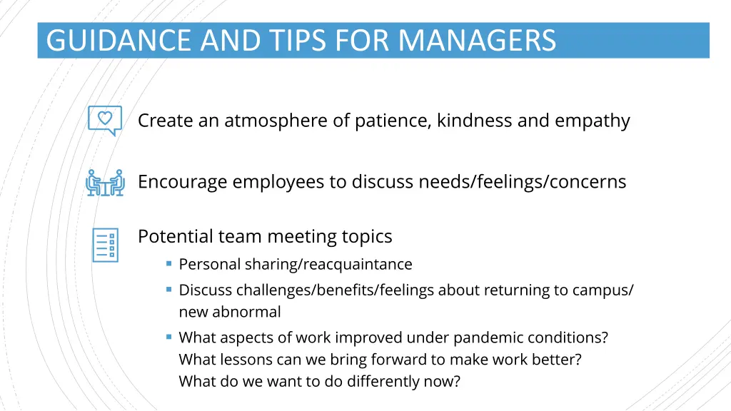 guidance and tips for managers