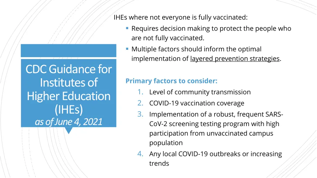 ihes where not everyone is fully vaccinated