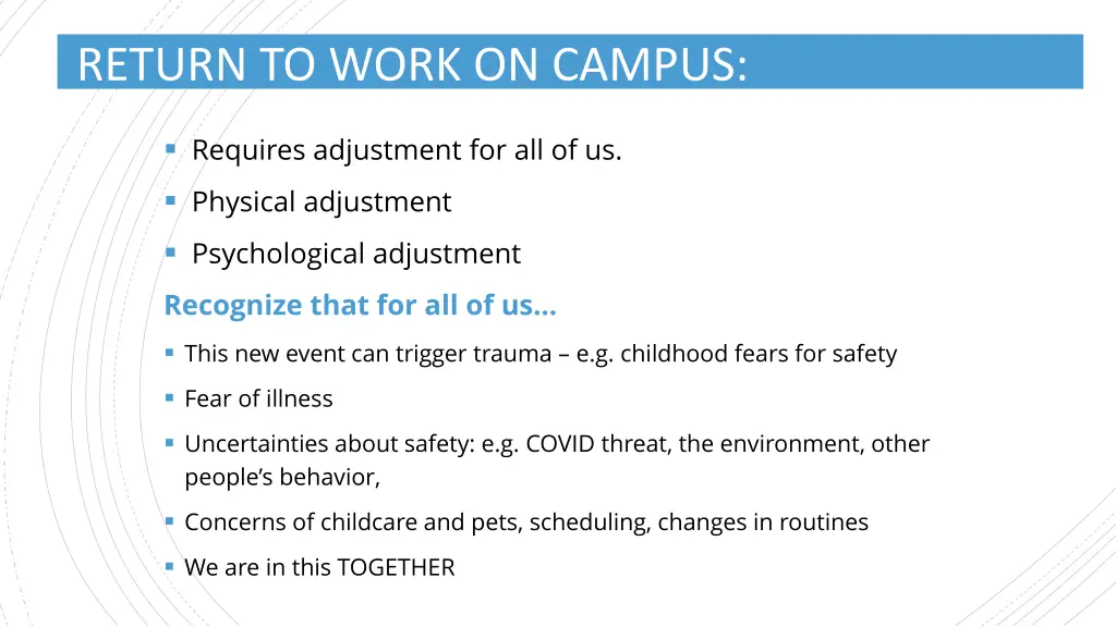 return to work on campus