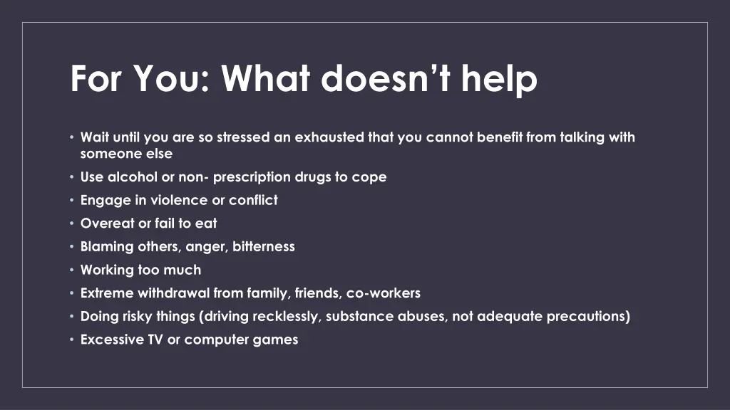 for you what doesn t help