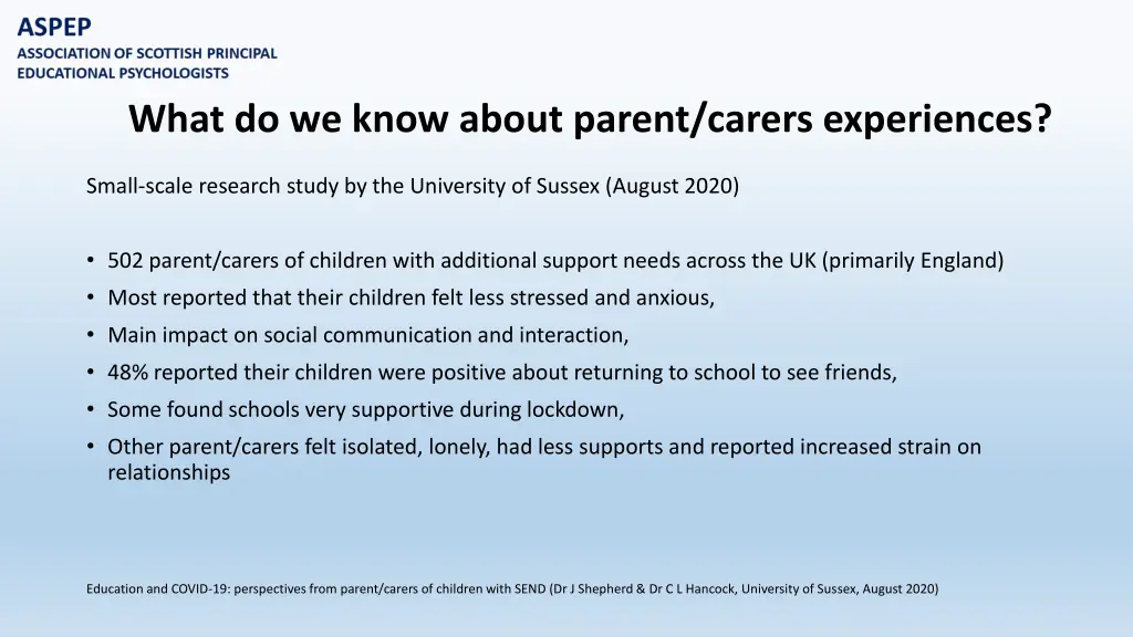 what do we know about parent carers experiences