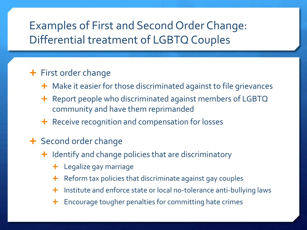 examples of first and second order change