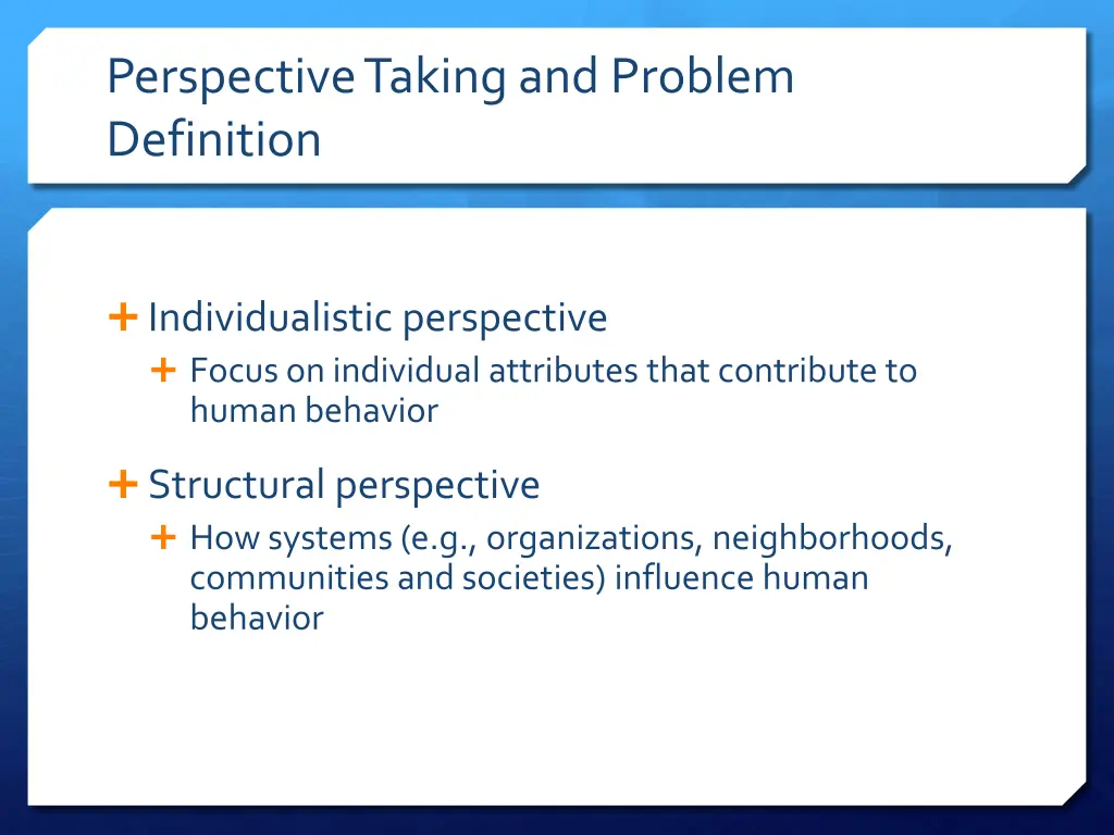 perspective taking and problem definition