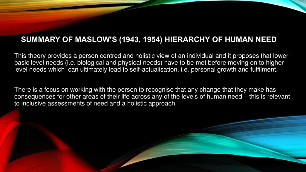 summary of maslow s 1943 1954 hierarchy of human