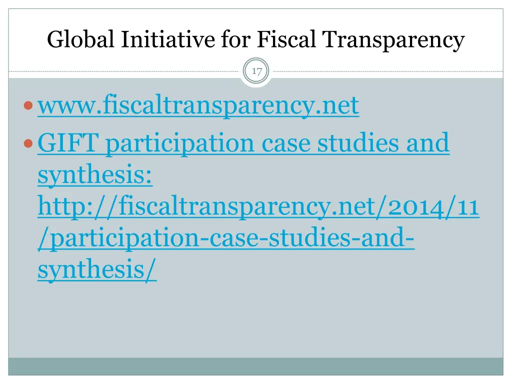 global initiative for fiscal transparency