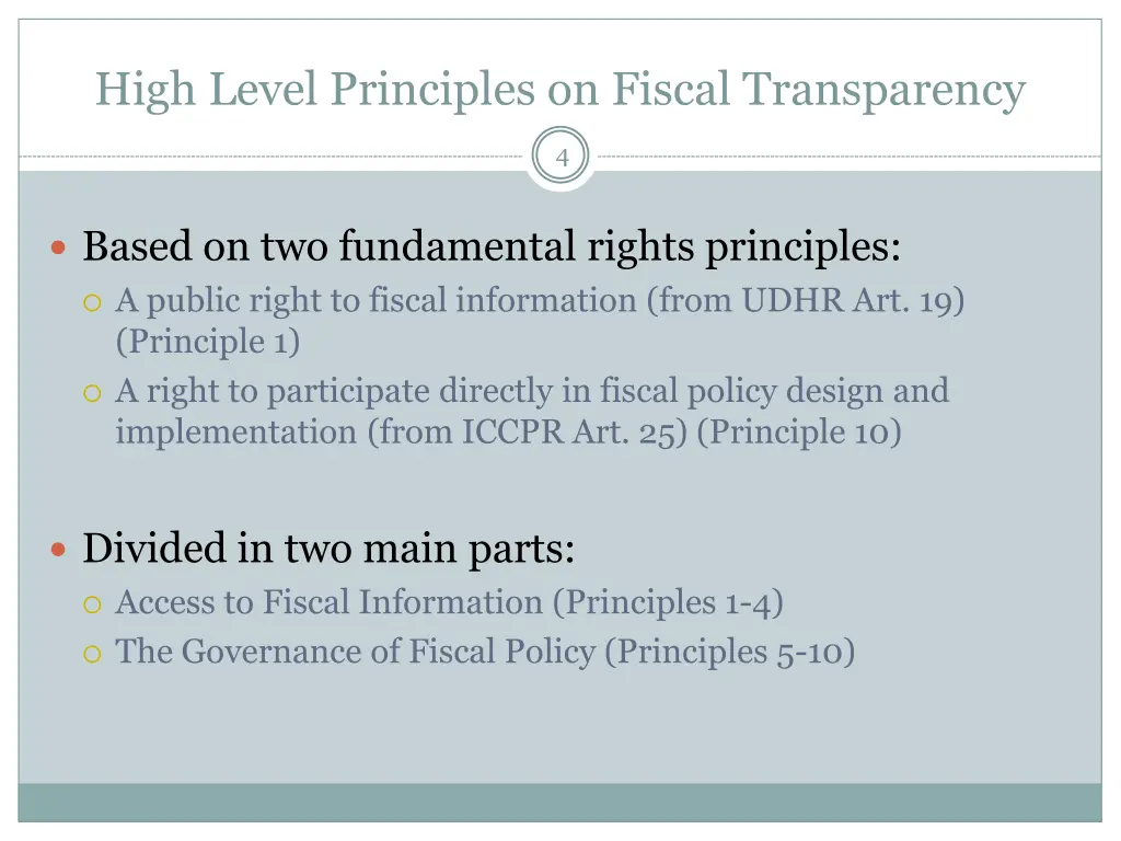 high level principles on fiscal transparency